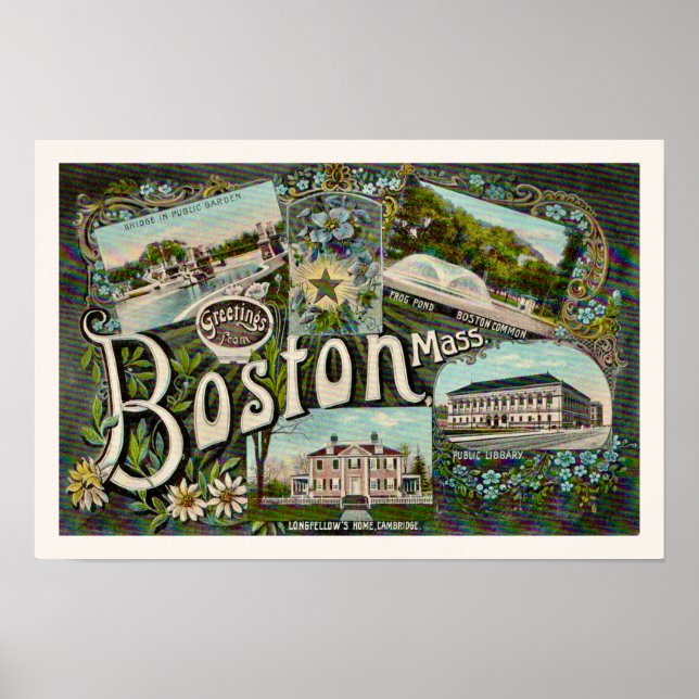 Impressão Vintage do Lago dos Sapos de Boston (Frente)