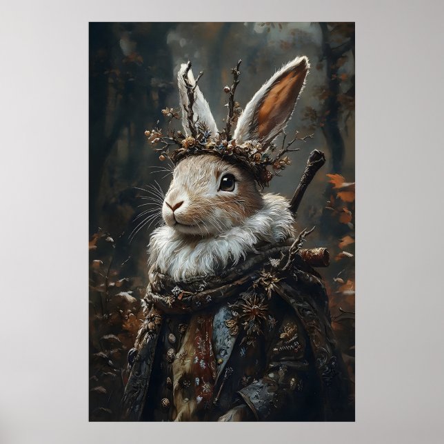 Impressão Vitoriana de Jackalope, Coelho Dark Acad (Frente)