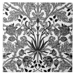 Impressão William Morris Hyacinth, Cinza, Preto e