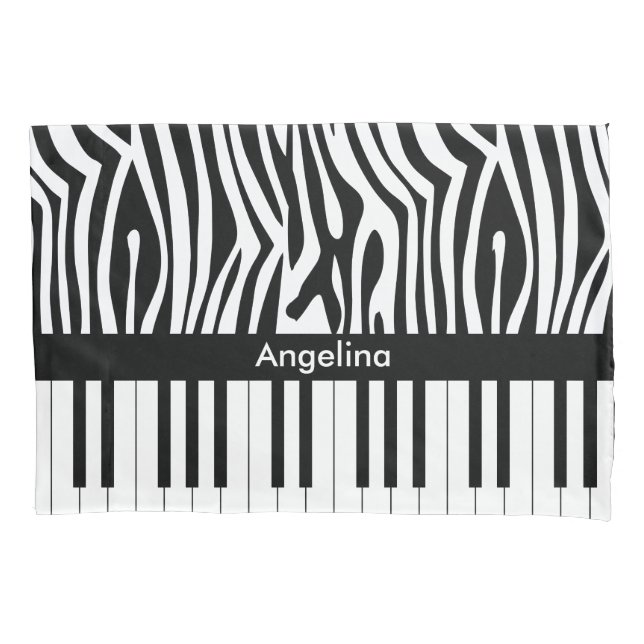 Impressão zebra negra e branca e coleção de pianos (Frente)