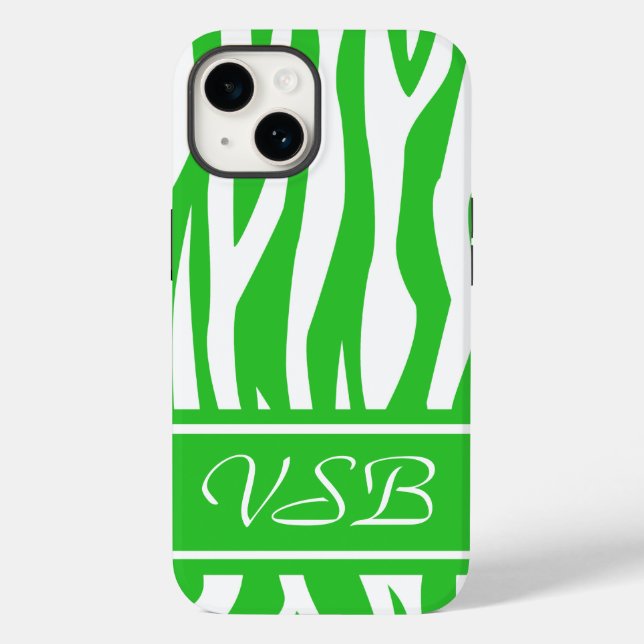 Impressão Zebra verde limão com monograma (Verso)