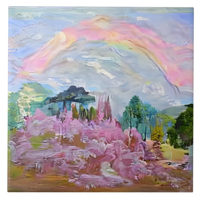 Impressionista Fantasia Paisagem Aquarela Arco-Íri (Frente)