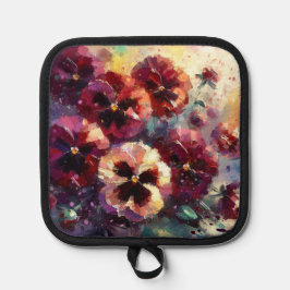 Impressionista Maroon Pansies Floral Pintura