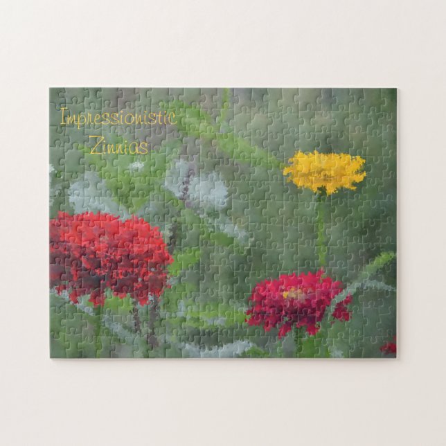 Impressionista Zinnia Grande Quebra-cabeça (Horizontal)