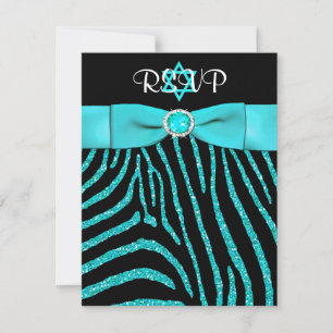 IMPRESSO DE RIBBON Zebra, Blue FAUX Glitter RSVP C