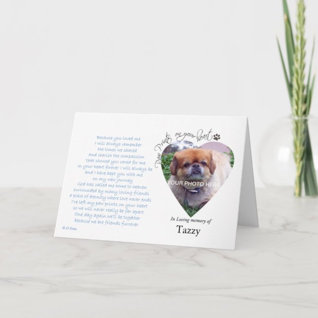 Impressões da pata em seu cartão com fotos do (Frente)