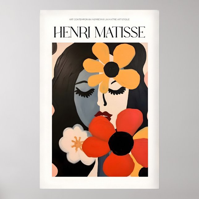 Impressões de Arte de Matisse - Mulher com Flores  (Frente)