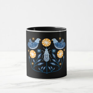 Impressões de Arte Folclórica Escandinava Caneca