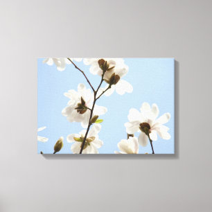 Impressões de Arte Negra Céu Azul Flores Brancas M