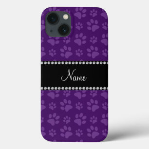 Impressões de pata de cão roxo de nome personali