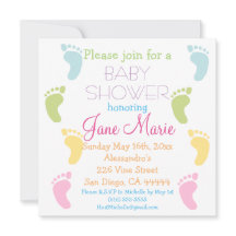 Impressões de Pé Bebês Convites para Chuveiro Bebê