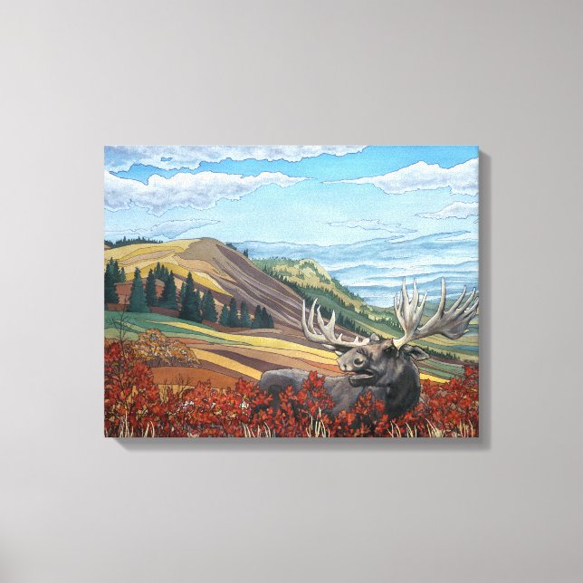 Impressões de Pintura de Paisagem de Moose Autumn (Frente)