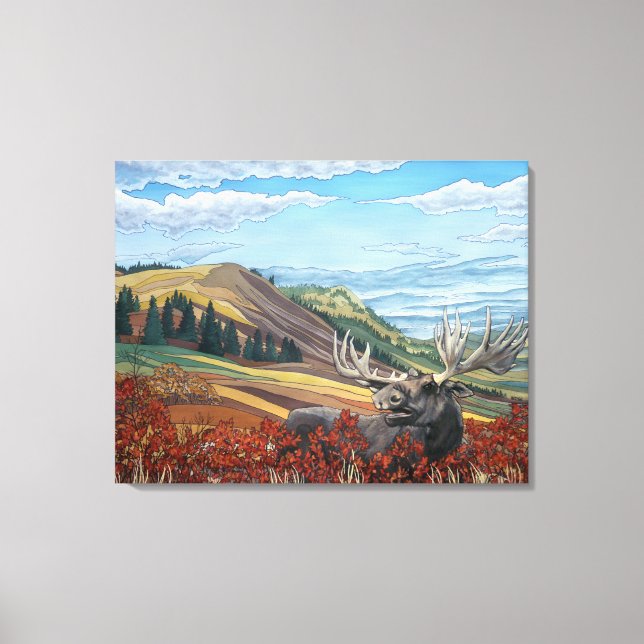 Impressões de Pintura de Paisagem de Moose Autumn (Frente)