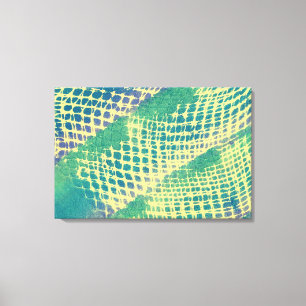 Impressões em Tela com Padrão Abstrato Azul Verde