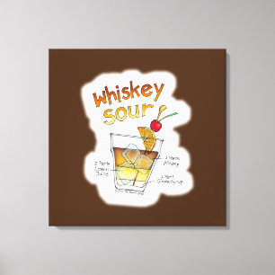 IMPRESSÕES EM TELA - RECEITA WHISKEY SOUR ARTE DE 