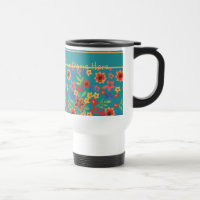 Impressões Florais Retro Chic na Caneca de viagem