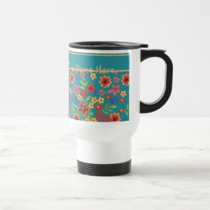 Impressões Florais Retro Chic na Caneca de viagem 