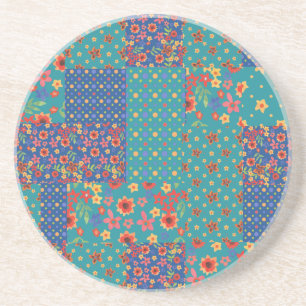 Impressões Nostálgicos Faux Patchwork Porta copos 