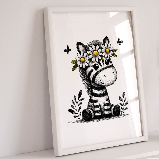 Impressões | Zebra Animal Safari Girls (Zebra Nursery Art Print)