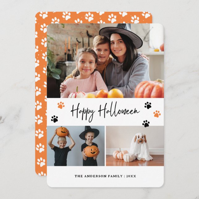 Imprimir Pet Foto Colagem de Foto Laranja Cartão d (Frente/Verso)