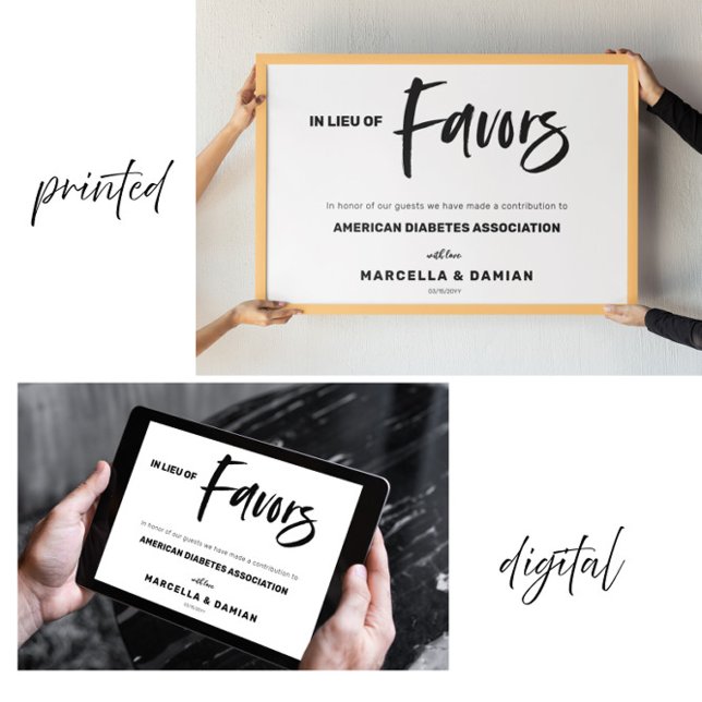 In lieu of favors wedding sign poster (Criador carregado)