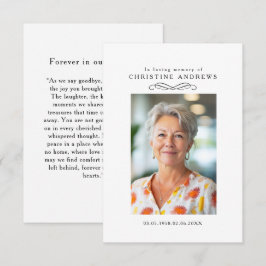 "In loving Memory" Elegant White Photo Prayer