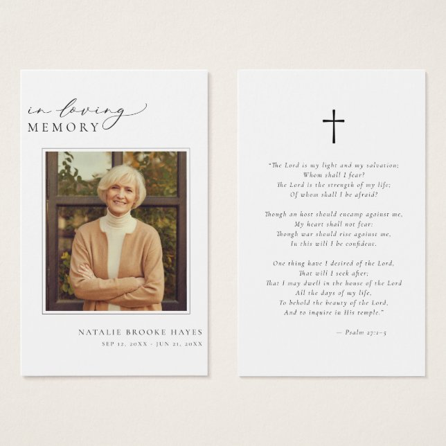 In loving Memory Funeral Photo Prayer Card (Frente & Verso)