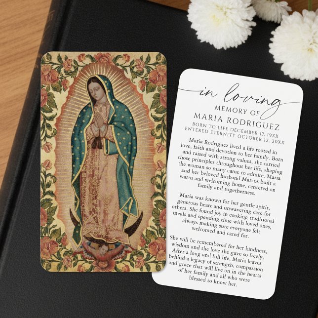 In Loving Memory Guadalupe Funeral Prayer Cards (Criador carregado)