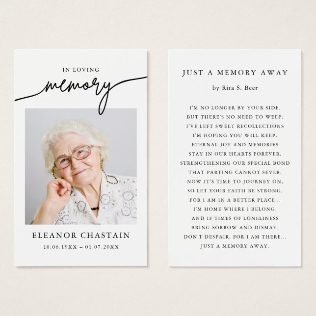 In Loving Memory Minimalist Photo Sympathy Cards (Frente & Verso)