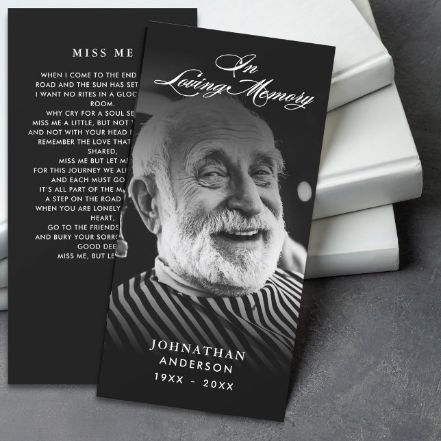In Loving Memory Modern Memorial Photo Bookmark (Criador carregado)
