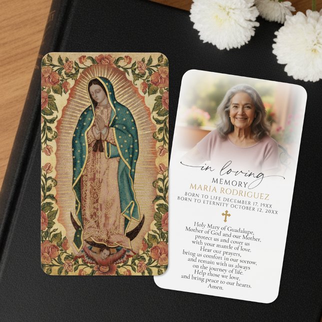 In Loving Memory Our Lady of Guadalupe Prayer Card (Criador carregado)
