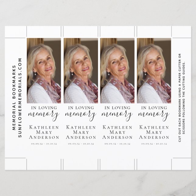 In Loving Memory Photo Memorial Bookmark (Frente)
