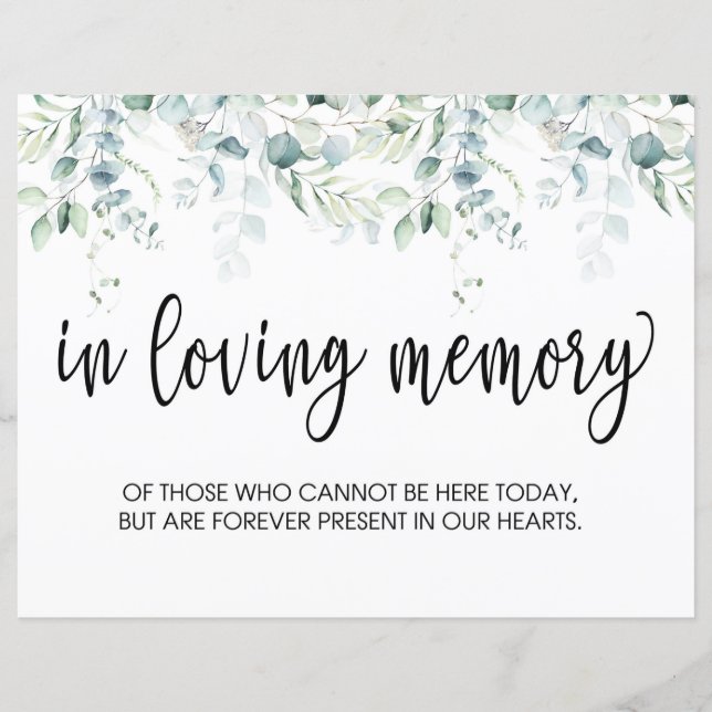 In Loving Memory Sign - Casamento Eucalyptus (Frente)