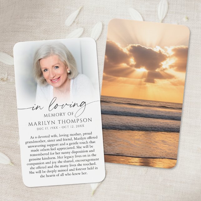 In Loving Memory Sunset Photo Sympathy Cards (Criador carregado)