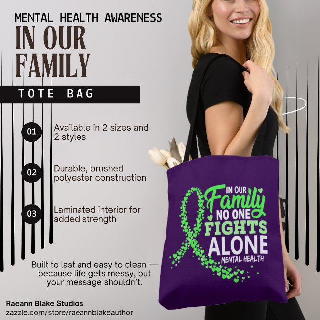 "In Our Family" Mental Health Awareness Tote Bag (Criador carregado)