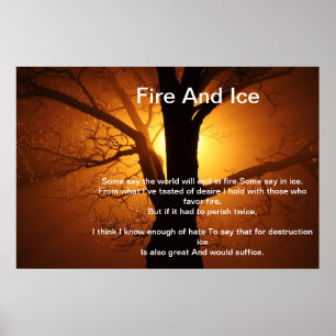 Incêndio E Gelo Sobre Uma Poster De Árvore Sunset