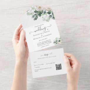 Inclusive White Roses Sage deixa RSVP de Casamento