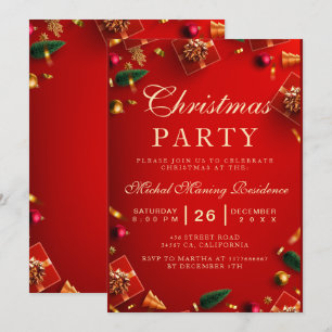 Incrível, Elegante, Convite de Natal Red Shine