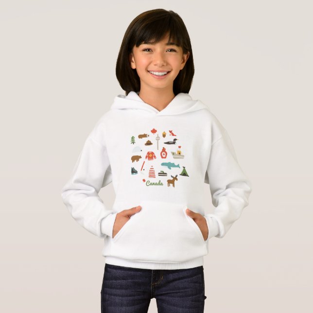 Incrível Mão Desenhada Canadá Símbolos Hoodie (Frente Completa)