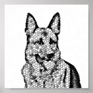 Incrível Poster de German shepherd de Mosaico B&W