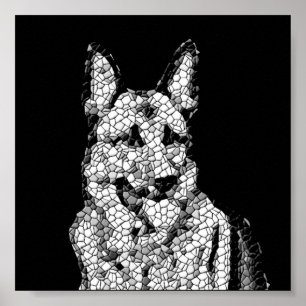 Incrível Poster de German shepherd de Mosaico B&W