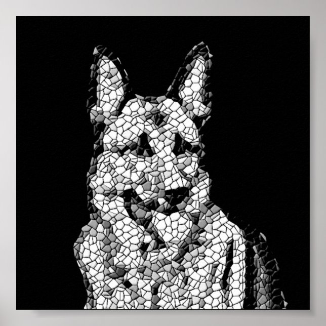 Incrível Poster de German shepherd de Mosaico B&W (Frente)