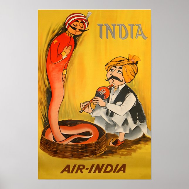 India Travel Poster Air-India Art Indian Print (Frente)