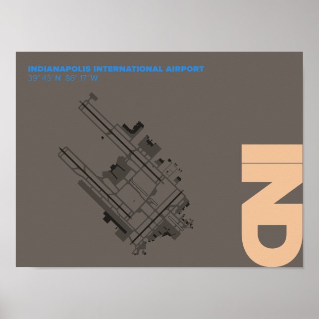 Indianapolis Airport (IND) Diagram Poster (Frente)