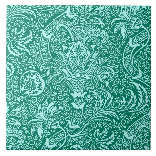 Indiano de William Morris, turquesa e Aqua da luz (Frente)