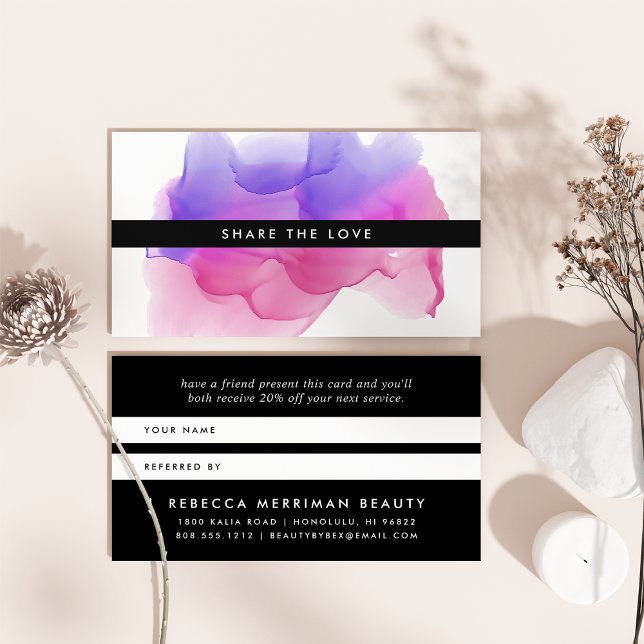 Indicação Blot de Aquarela Magenta Moderna | Cartão de consu (Criador carregado)