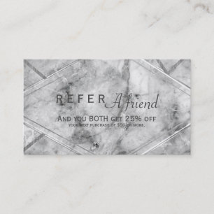 Indicação Cartão de Cliente Grey & White Marble INDICA UM AM