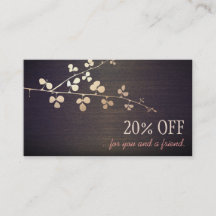 Cartão de Referência, Elegante Zen Dourado Branch 