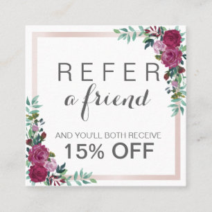 Indicação Cartão de remessa elegante quadrado floral de aqua
