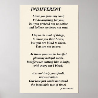 INDIFFERENT poemPrint, papel de pôster Value (Matt